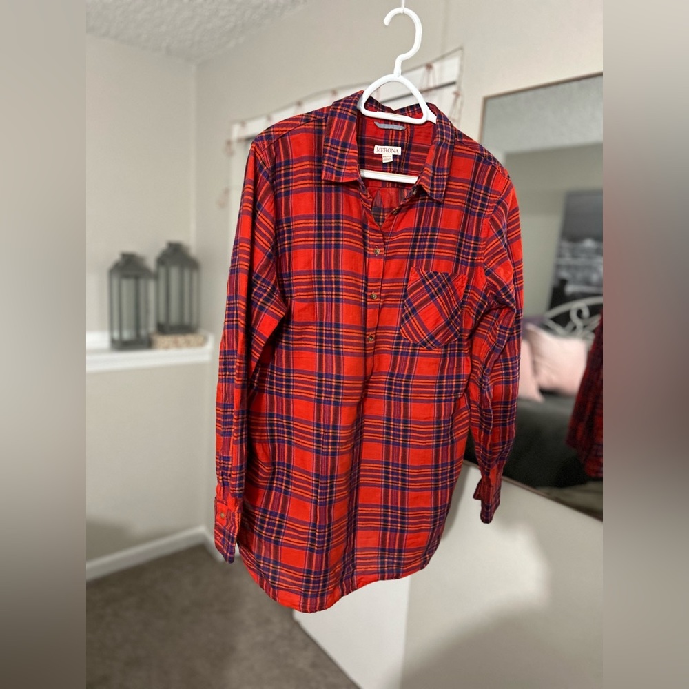 Merona Women’s Plaid Blouse, XX-Large